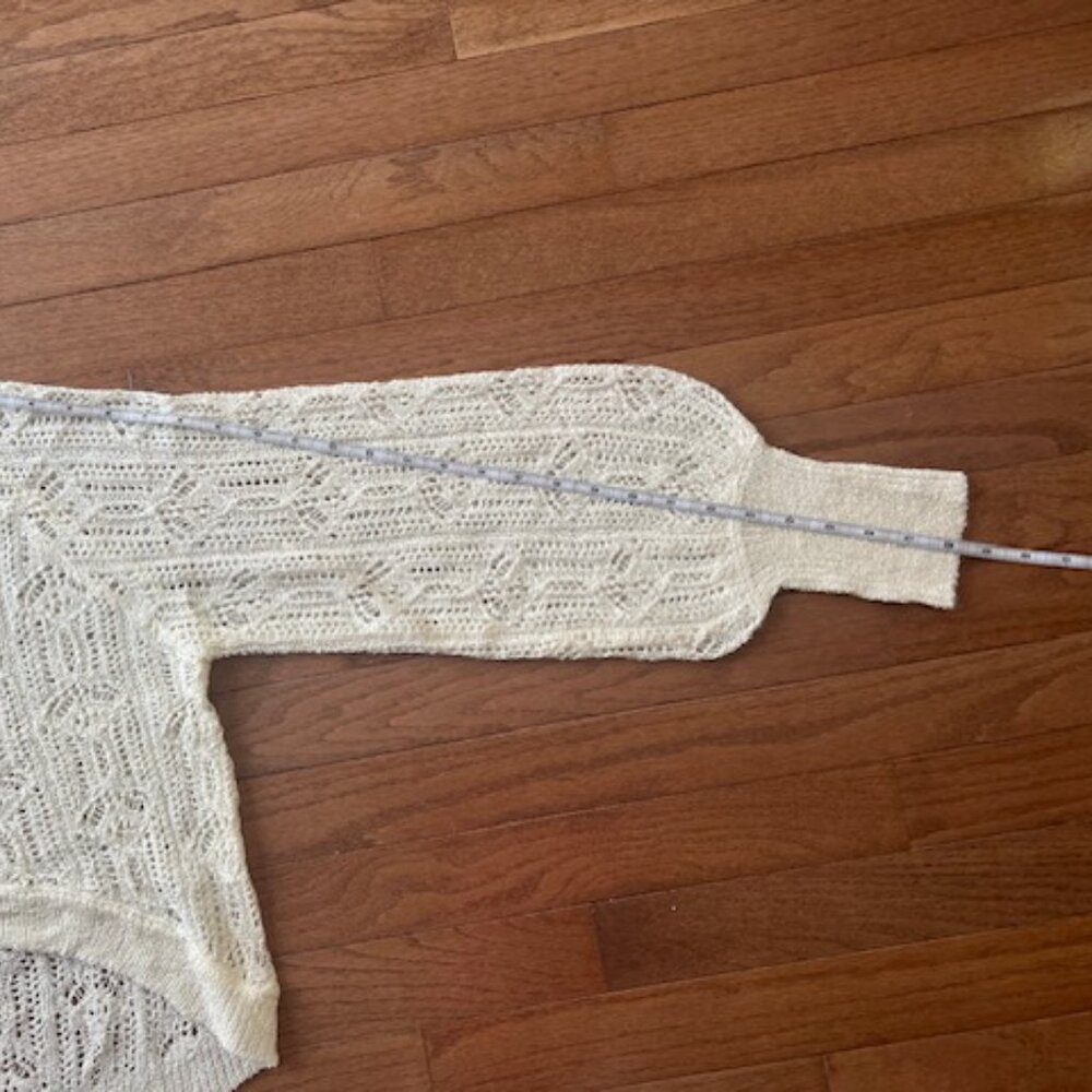 Joyfolie Jelina Button Down High Low Crochet Sweater in Cream NWOT - Size S - Picture 12 of 13